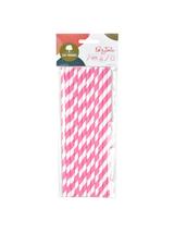 Słomki papierowe - paski różowe (12 szt.) - FSC Mix Credit