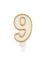 Świeczka cyferka nr 9 złota