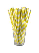 Słomki papierowe - paski żółte (12 szt.) - FSC Mix Credit