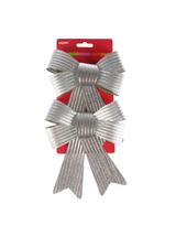 Zestaw kokard dekoracyjnych - prążki (2 szt.) srebrnych