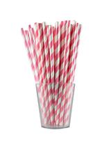 Słomki papierowe - paski różowe (12 szt.) - FSC Mix Credit