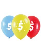 Balony z nadrukiem cyferki - 5 (3 szt.)