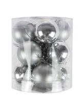 Bombki nietłukące w tubie 3 cm (12 szt.) srebrne