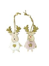 Drewniany renifer brokatowy z futerkiem - FSC 100%