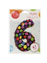Balon foliowy cyferka w kropki nr 6