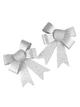 Zestaw kokard brokatowych (2 szt.) srebrnych