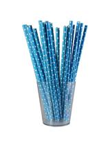 Słomki papierowe niebieskie w białe kropki (12 szt.) - FSC Mix Credit