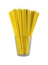 Słomki papierowe żółte w białe kropki (12 szt.) - FSC Mix Credit