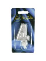 Świeczka cyferka premium nr 4 srebrna