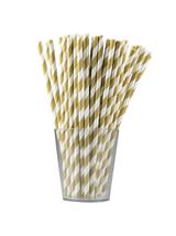 Słomki papierowe paski złote (12 szt.) - FSC Mix Credit