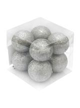 Bombki brokatowe pudełko (8 szt.) srebrne
