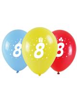 Balony z nadrukiem cyferki - 8 (3 szt.)