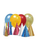 Zestaw mega paka "Magic Party" (4 czapeczki magic party, 4 trąbki magic party, 4 balony metalizowane)