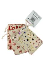 Jutowe worki na prezenty z nadrukiem (3 szt.)