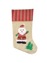 Jutowa skarpeta świąteczna z aplikacją