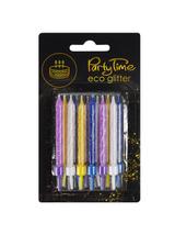 Świeczki urodzinowe z eko-brokatem (12 szt.)