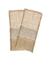 Jutowe etui na sztućce z koronką (2 szt.)