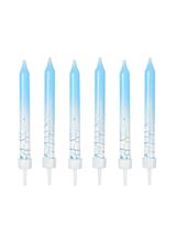 Świeczki urodzinowe z efektem spękania (6 szt.) niebieskie