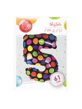 Balon foliowy cyferka w kropki nr 5