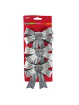 Zestaw kokard dekoracyjnych - prążki (3 szt.) srebrnych