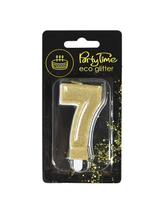 Świeczka cyferka z eko-brokatem nr 7