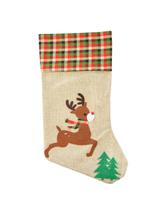 Jutowa skarpeta świąteczna z aplikacją