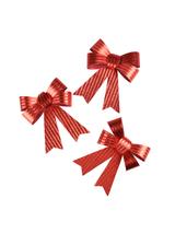 Zestaw kokard dekoracyjnych - prążki (3 szt.) czerwonych