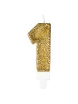 Świeczka cyferka z eko-brokatem nr 1