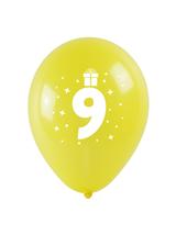 Balony z nadrukiem cyferki - 9 (3 szt.)