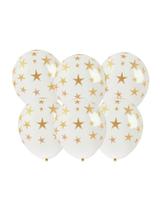 Balony ze złotym nadrukiem gwiazdki (6 szt.)