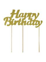 Dekoracja tortu Happy Birthday złota - FSC Mix Credit