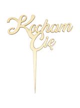 Drewniana dekoracja na patyczku - Kocham Cię