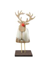 Drewniana dekoracja - renifer z futerkiem