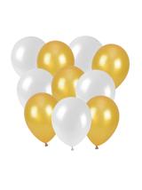 Balony metalizowane (białe, złote) (10 szt.)