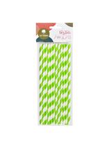 Słomki papierowe - paski limonkowe (12 szt.) - FSC Mix Credit
