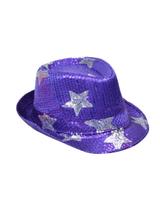 Kapelusz cekiny gwiazdor fioletowy