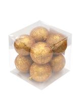 Bombki brokatowe pudełko (8 szt.) złote