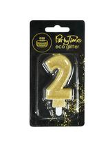 Świeczka cyferka z eko-brokatem nr 2