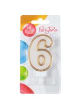 Świeczka cyferka nr 6 złota
