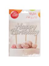 Dekoracja tortu Happy Birthday srebrna - FSC Mix Credit