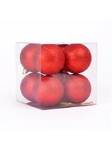 Bombki brokatowe pudełko (8 szt.) czerwone