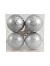 Zestaw bombek z efektem rosy (4 szt.) - srebrny