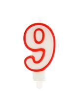 Świeczka cyferka nr 9 czerwona