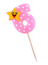 Świeczka cyferka z gwiazdką nr 6