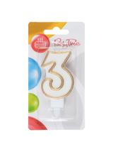 Świeczka cyferka nr 3 złota