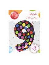 Balon foliowy cyferka w kropki nr 9