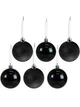 Zestaw bombek czarno-brokatowych (6 szt.)