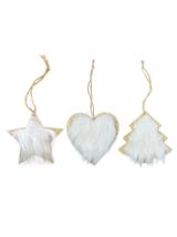 Drewniana zawieszka z futerkiem