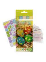 Zestaw do zdobienia pisanek (barwniki 4 szt., arkusz z kolorowymi naklejkami)