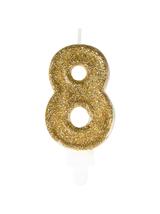 Świeczka cyferka z eko-brokatem nr 8